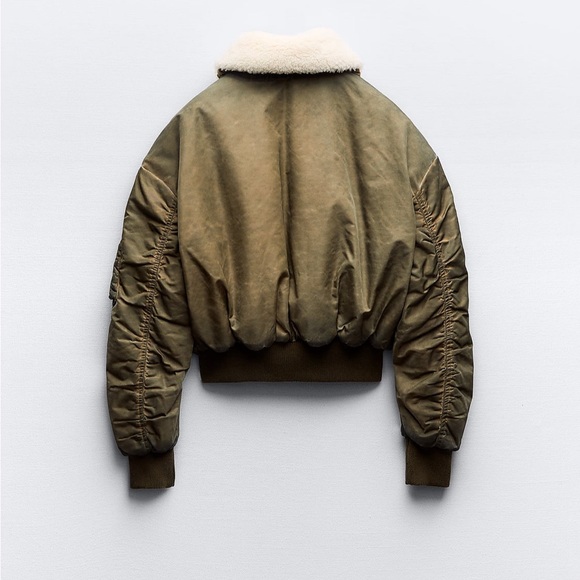 DISTRESSED EFFECT NYLON BOMBER - Khaki - Picture 8 of 10
